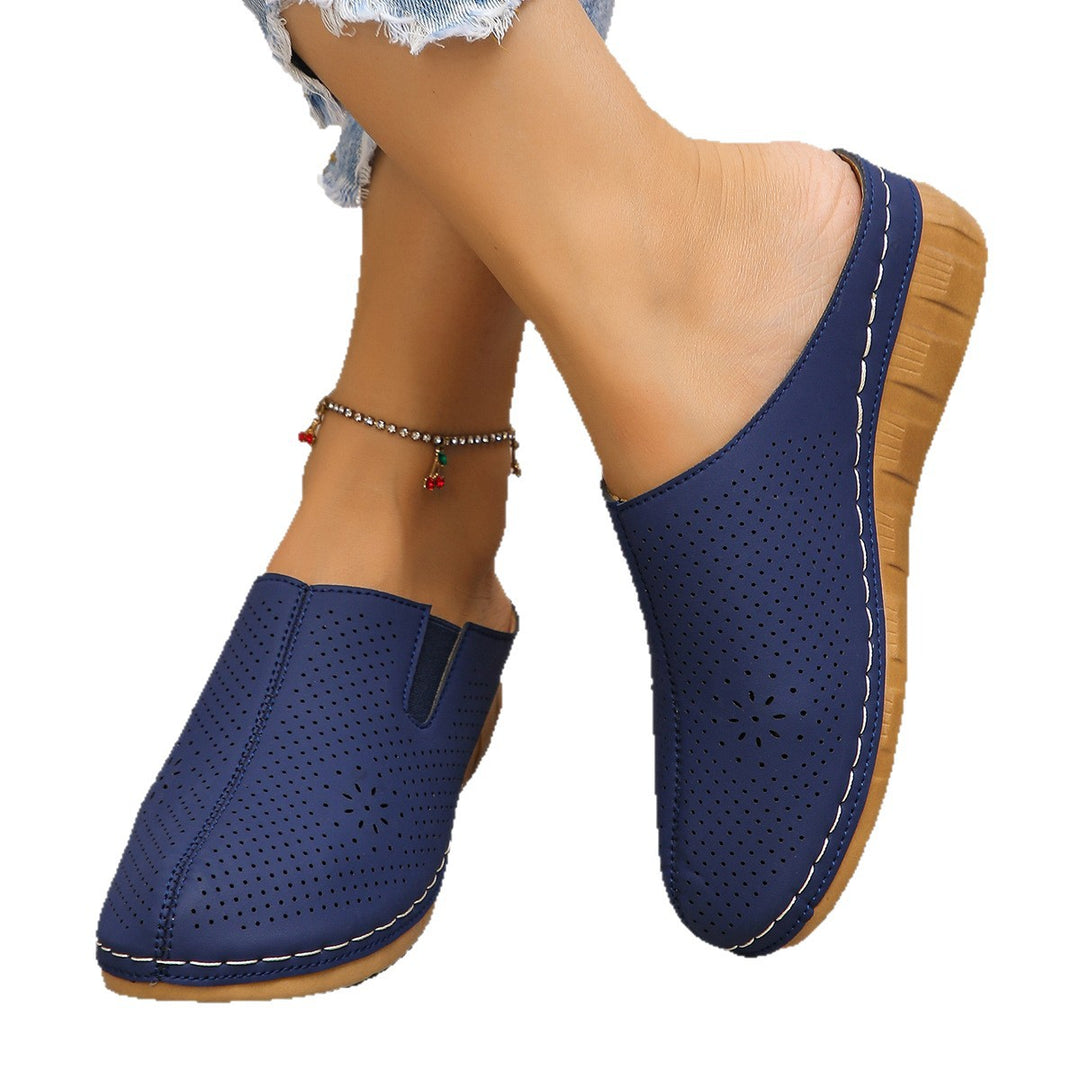 Damen Komfortable Clogs mit atmungsaktivem Leder-Obermaterial und elegantem Holz-Detail EB