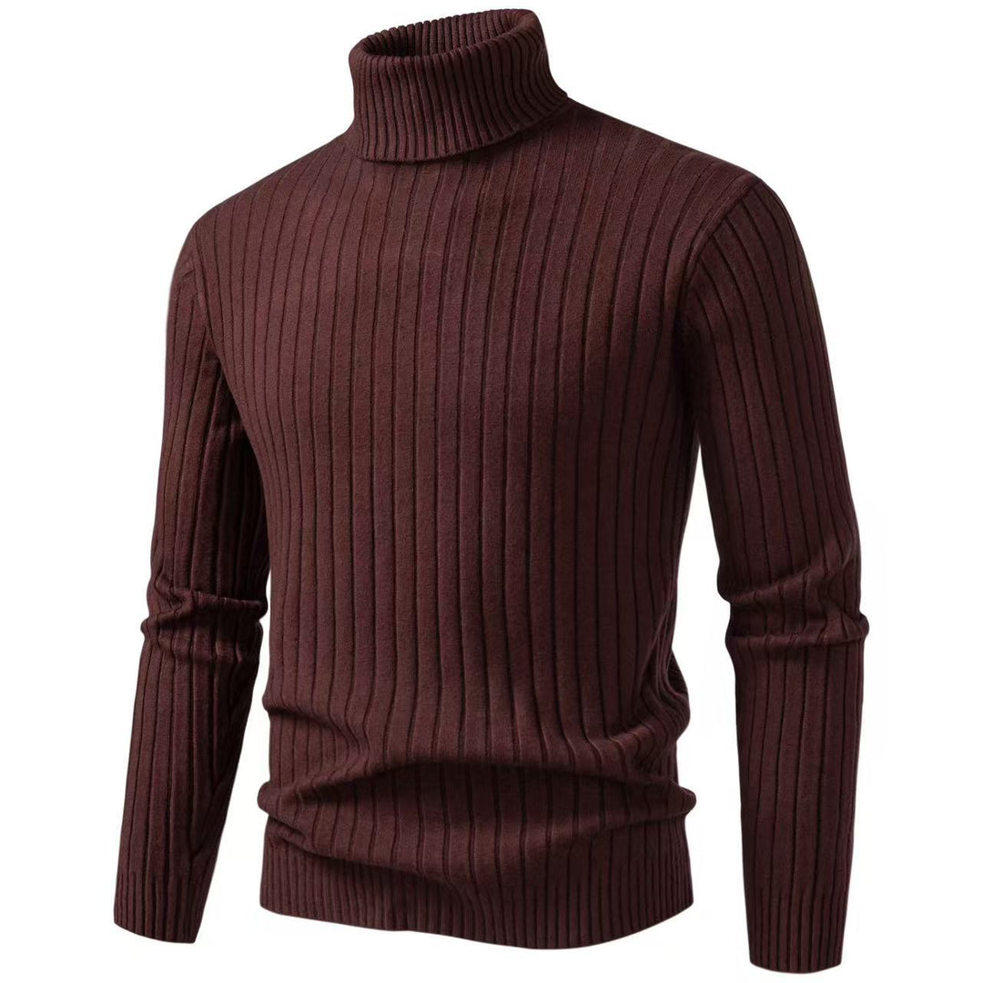 Herren nan gerippter Feinstrick-Rollkragenpullover Slim Fit EB