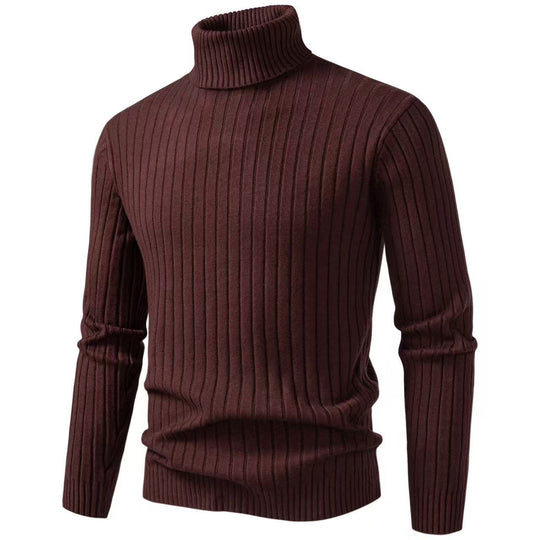 Herren nan gerippter Feinstrick-Rollkragenpullover Slim Fit EB