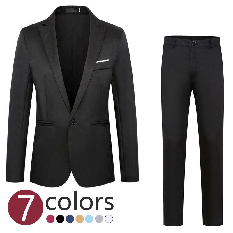 Herren nan tailliertes Anzugset aus feinem Satin mit schlanker Silhouette und Ein-Knopf-Sakko EB