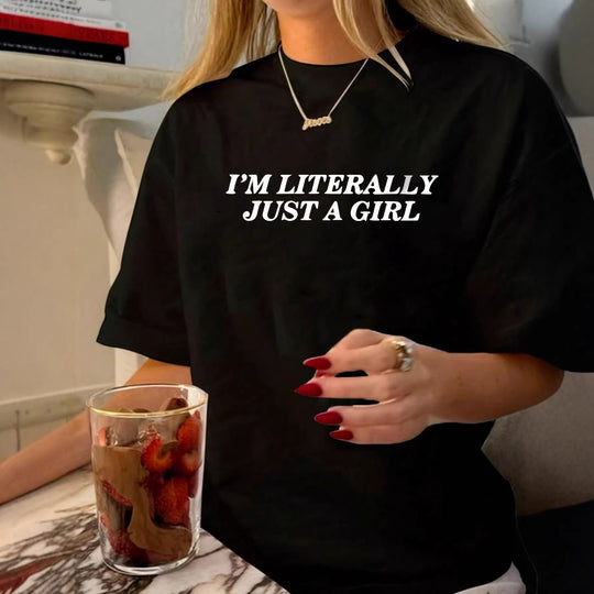 Damen Oversized Statement T-Shirt mit kreativem Schriftzug EB
