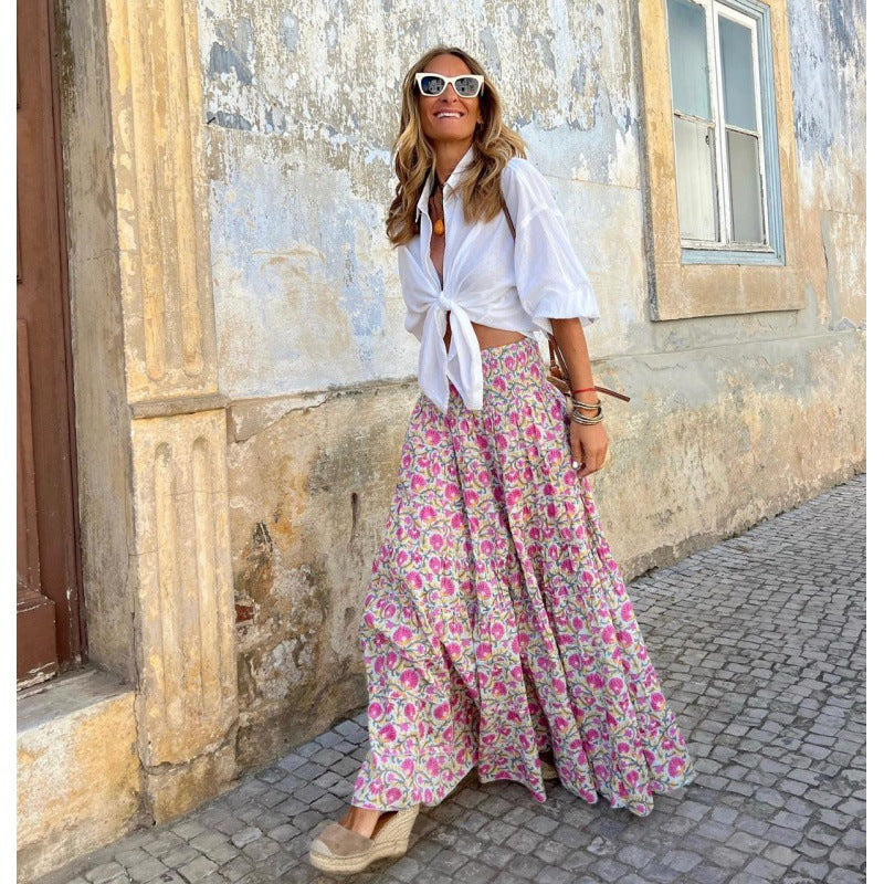 Damen Maxi-Rock mit floralem Muster EB