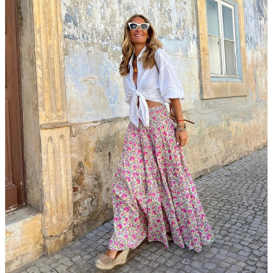 Damen Maxi-Rock mit floralem Muster EB