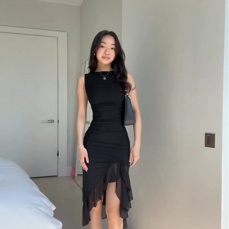 Damen Elegantes Kleid mit Rüschendetails und figurbetontem Schnitt EB