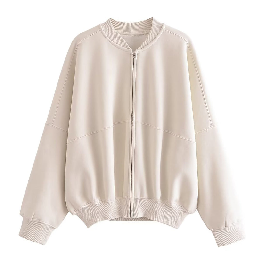 Damen lässige Sweatjacke mit hohem Kragen und praktischen Taschen EB
