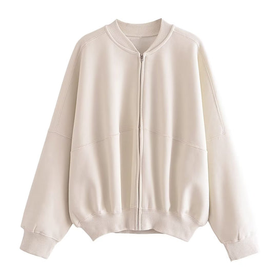 Damen lässige Sweatjacke mit hohem Kragen und praktischen Taschen EB