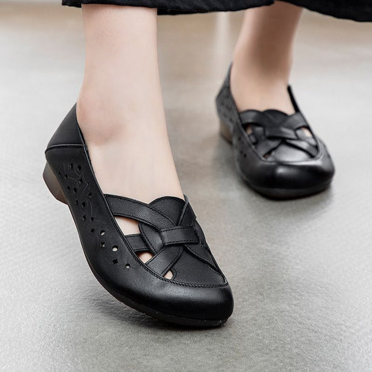 Damen Komfortable Rundbogen-Schuhe mit dekorativem Schnitt EB