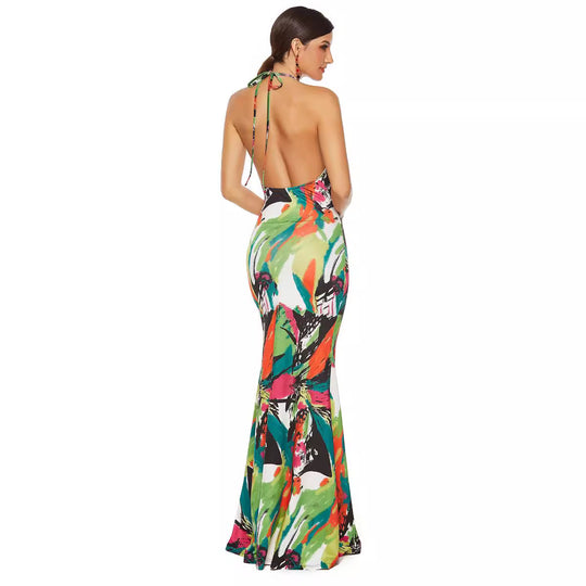 Damen Maxikleid mit aufregendem Farbdesign EB