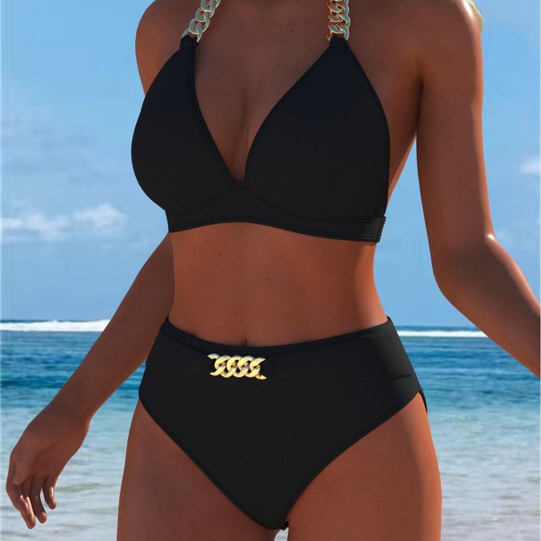 Damen Bikini mit luxuriösem Marmormuster und edlen Details EB