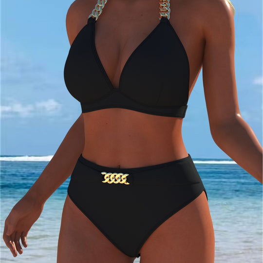 Damen Bikini mit luxuriösem Marmormuster und edlen Details EB