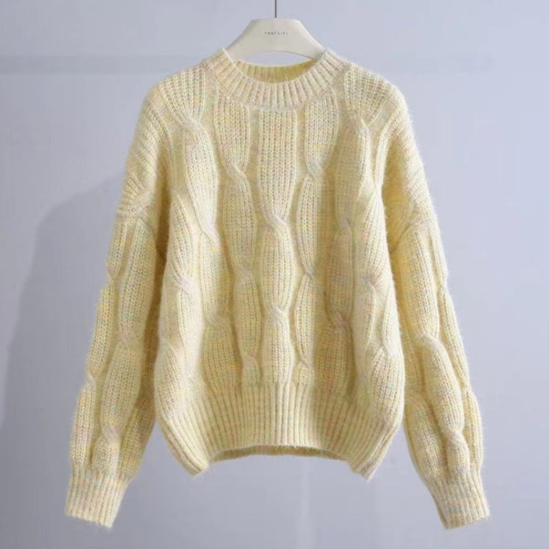 Damen Grobstrickpullover mit innovativem Wellenmuster EB