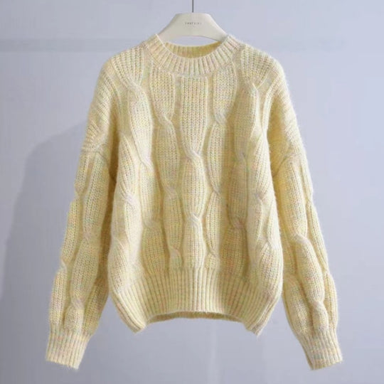 Damen Grobstrickpullover mit innovativem Wellenmuster EB