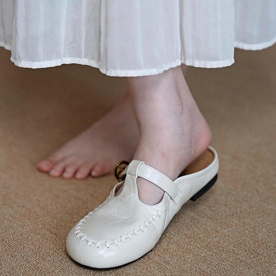 Damen Elegante Clogs aus hochwertigem Leder mit bequemem Fußbett EB