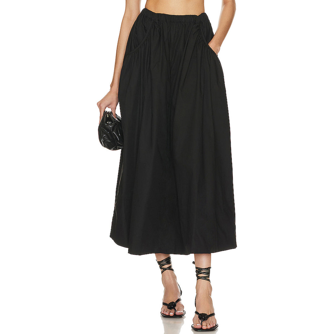 Damen Eleganter Midirock mit raffinierten Falten und elastischem Bund EB