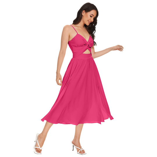 Damen Zweiteiler Ensemble mit elegantem knotenfreier Bluse und fließendem Rock mit Schlitz EB