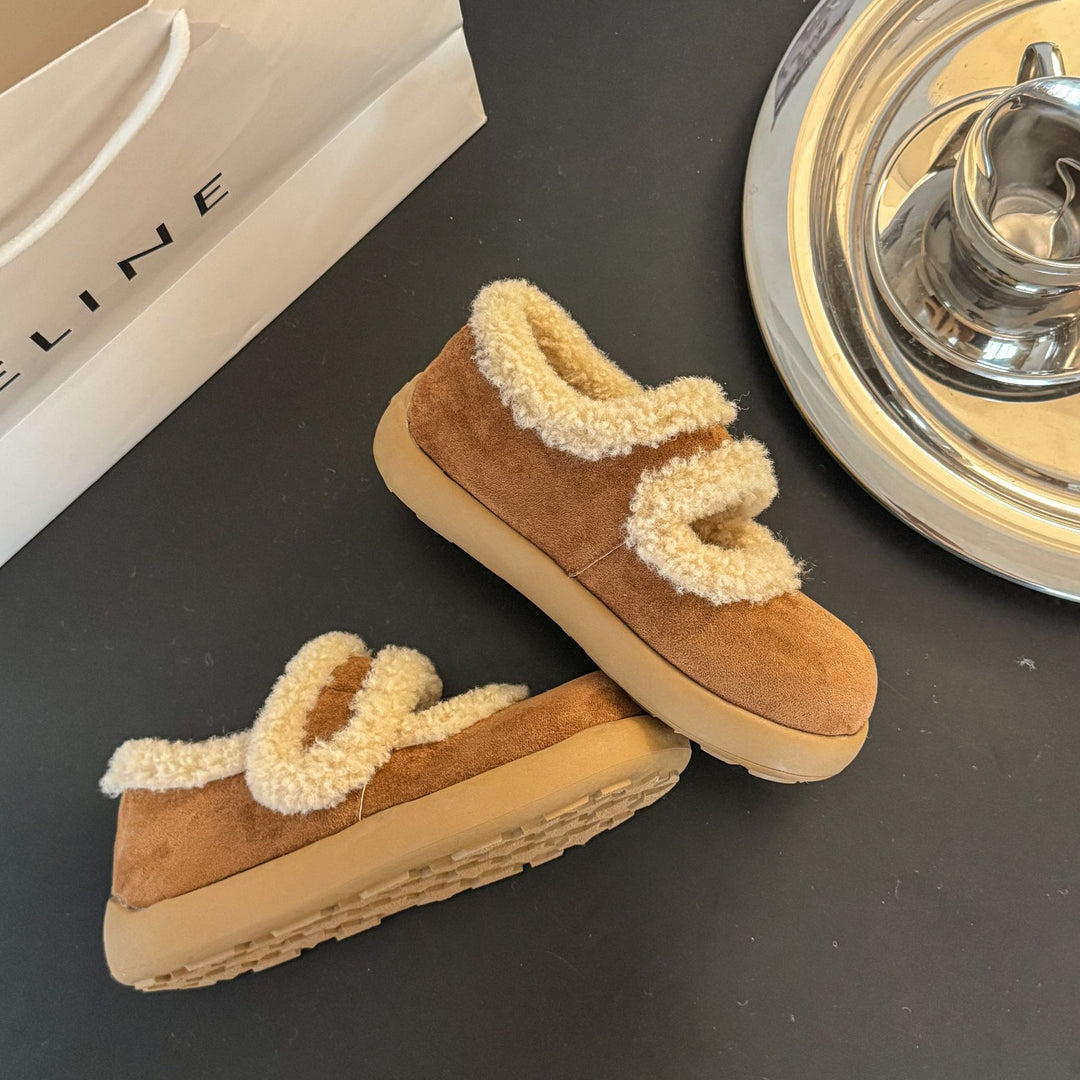 Damen Kuschelige Hausschuhe mit warmem Futter und verstellbarem Riemen EB