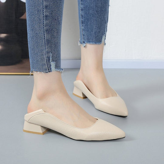 Damen elegante Ballerinas mit stabilem Blockabsatz EB