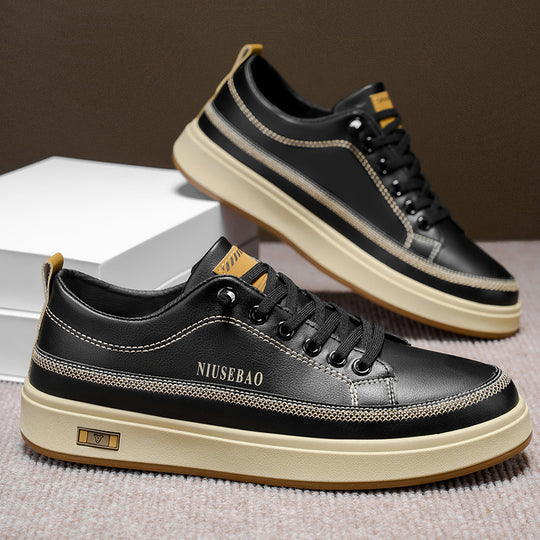 Damen lässige Leder Sneakers mit rutschfester Sohle und stilvollen Details EB