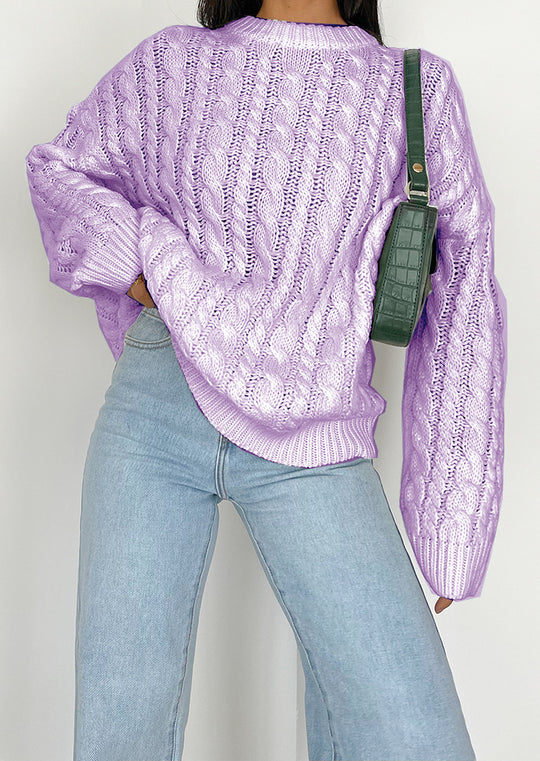 Damen Grobstrickpullover mit raffiniertem Zopfmuster aus weichem Material EB