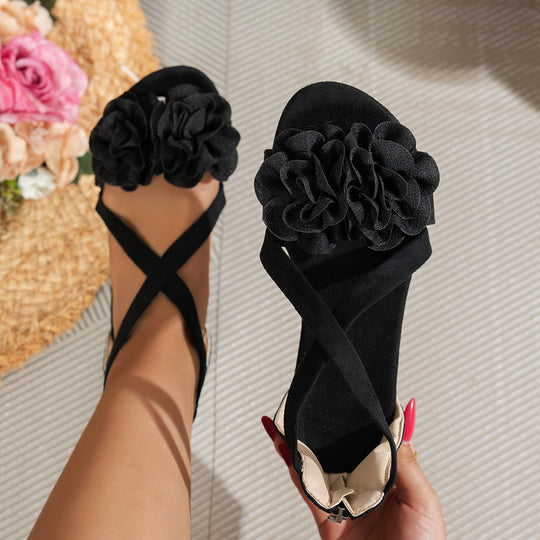 Damen elegante Sandalen mit floralen Applikationen EB
