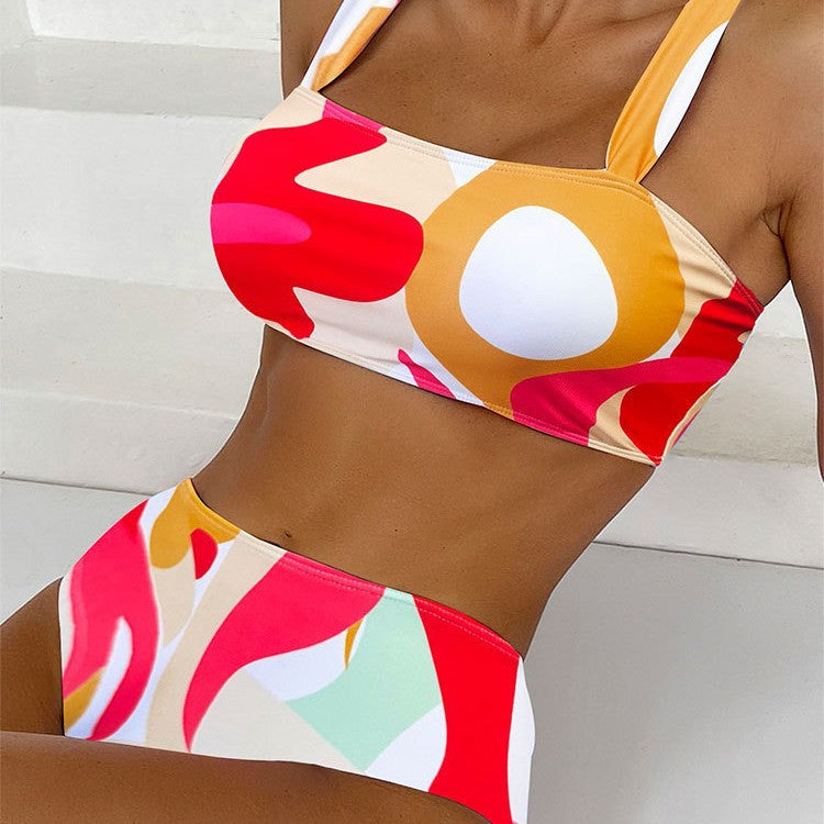 Damen Bikini-Set mit modischem Quadrat-Muster EB