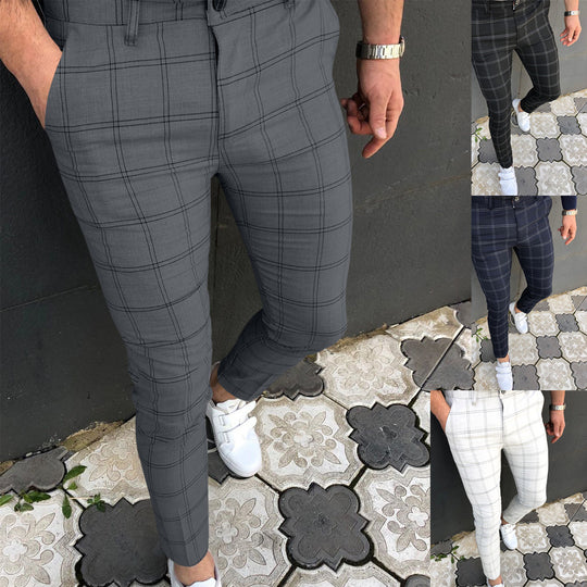 Damen Slim-Fit Karohose mit elastischem Bund und modischem Design EB