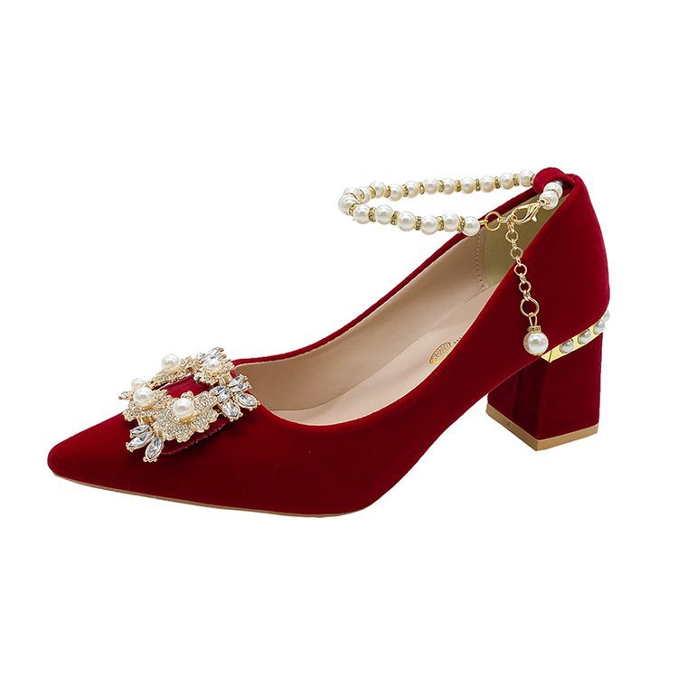 Damen elegante spitze Pumps mit funkelndem Schmuckdetail EB