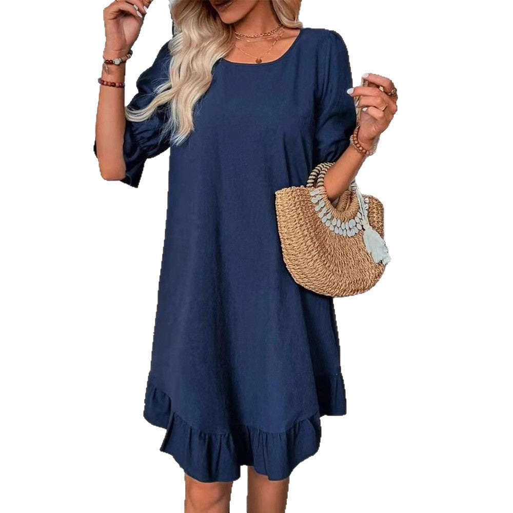 Damen lässiges Strandkleid mit voluminösen Rüschendetails Heidi-Mode