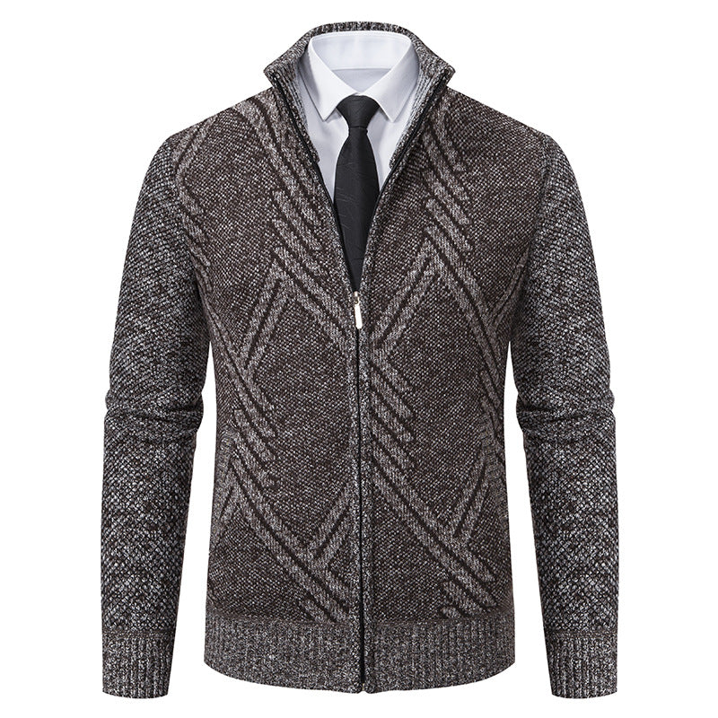 Herren Strickjacke mit modernen geometrischen Mustern EB