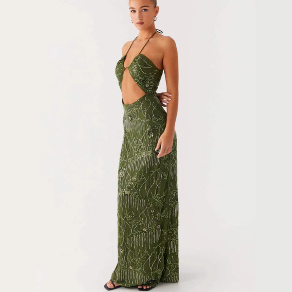Damen Glamouröses Maxikleid mit floralem Muster und Cut-Out-Details EB
