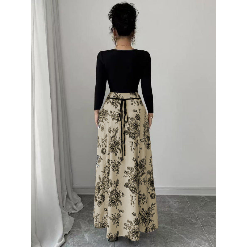 Damen Maxirock mit floralem Design und elastischer Taille EB