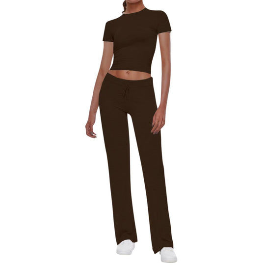 Damen Sportliches Set aus cropped Oberteil und weit geschnittenen Pants EB