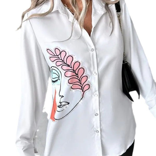 Damen Kunstvolle Bluse mit einzigartigem Grafikdruck EB