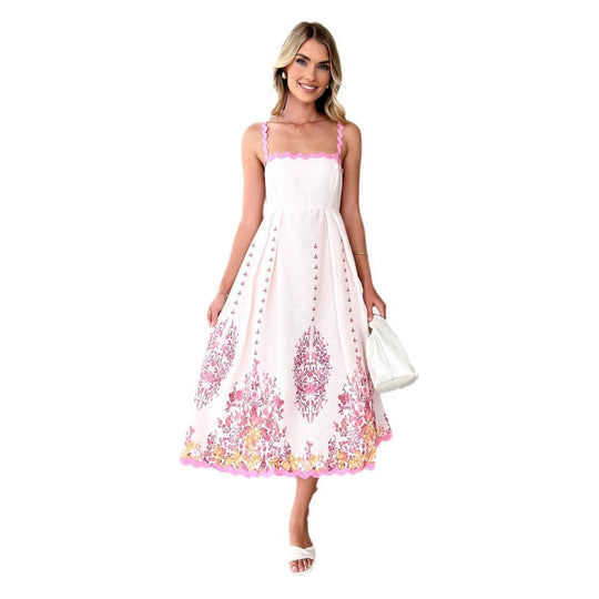 Damen Midi-Kleid mit feinem Spitzenrüschendesign und floralen Details EB