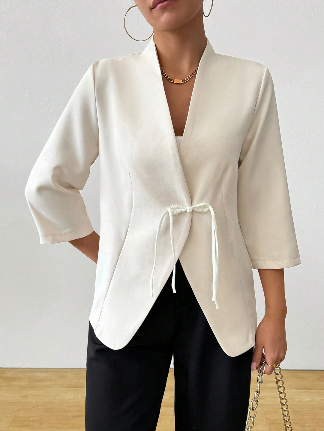 Damen Wickeljacke mit Taillenzug und lässigem Schnitt EB