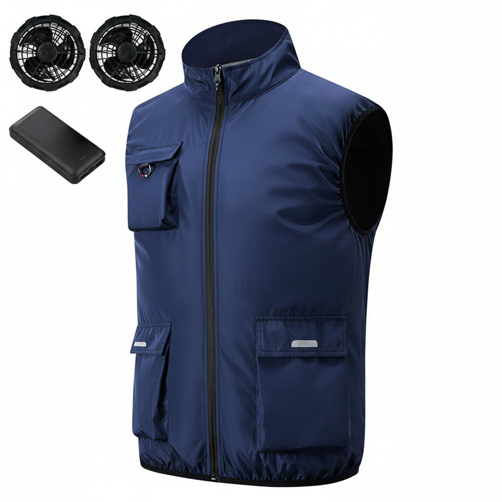 Herren nan atmungsaktive Ventilations-Arbeitsweste mit Lüfteranschluss und Mehrfachtaschen R&B
