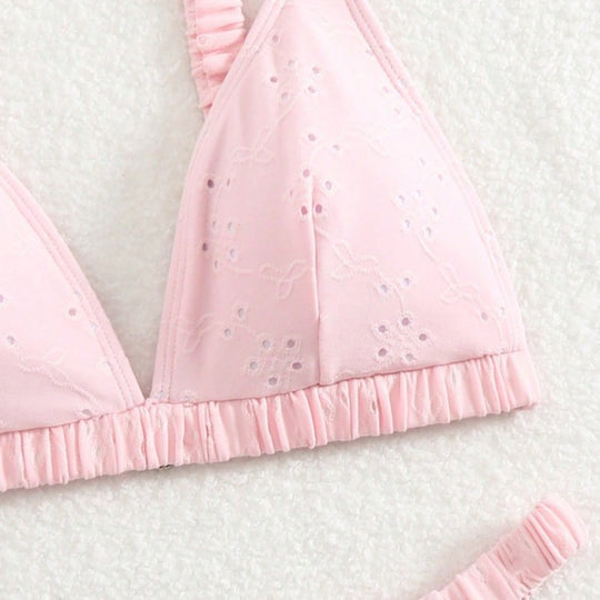 Damen Triangel-Bikini-Set mit verspieltem Rüschendesign EB