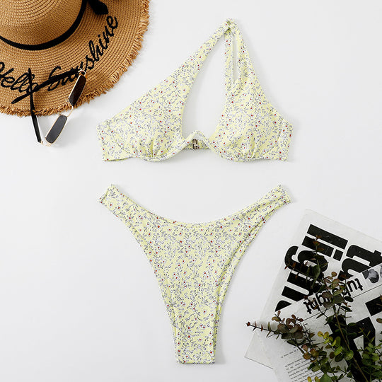 Damen Triangel-Bikini mit verspieltem Blumendesign EB