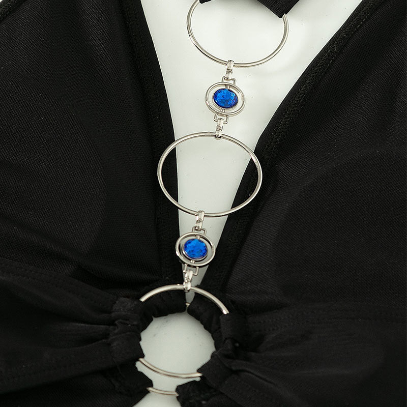 Damen Einteiler Badeanzug mit aufregendem V-Ausschnitt und modischem Cut-Out EB