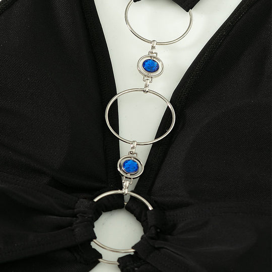 Damen Einteiler Badeanzug mit aufregendem V-Ausschnitt und modischem Cut-Out EB