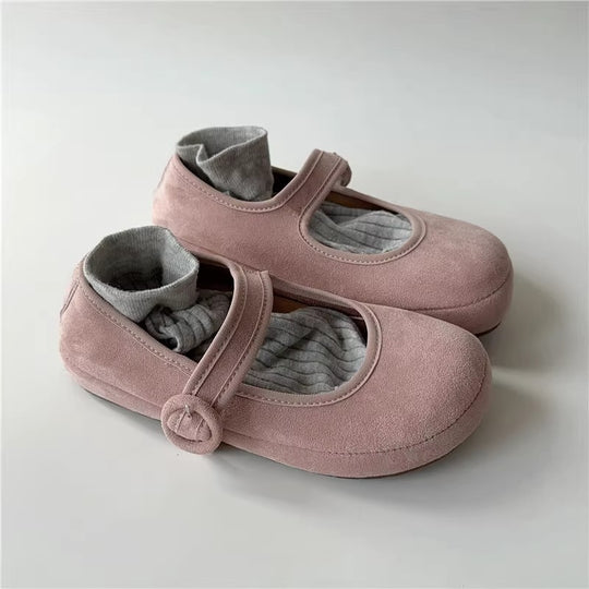 Damen Ballerinas mit bequemem Riemen und weichem Obermaterial EB
