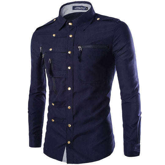 Herren modisches Hemd mit multifunktionalen Taschen und hochwertigem Stoff EB