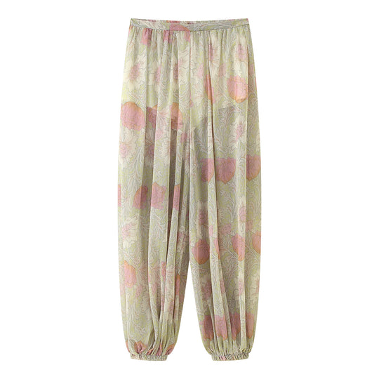 Damen Luftige Palazzo-Hose im floralen Design mit elastischem Bund EB
