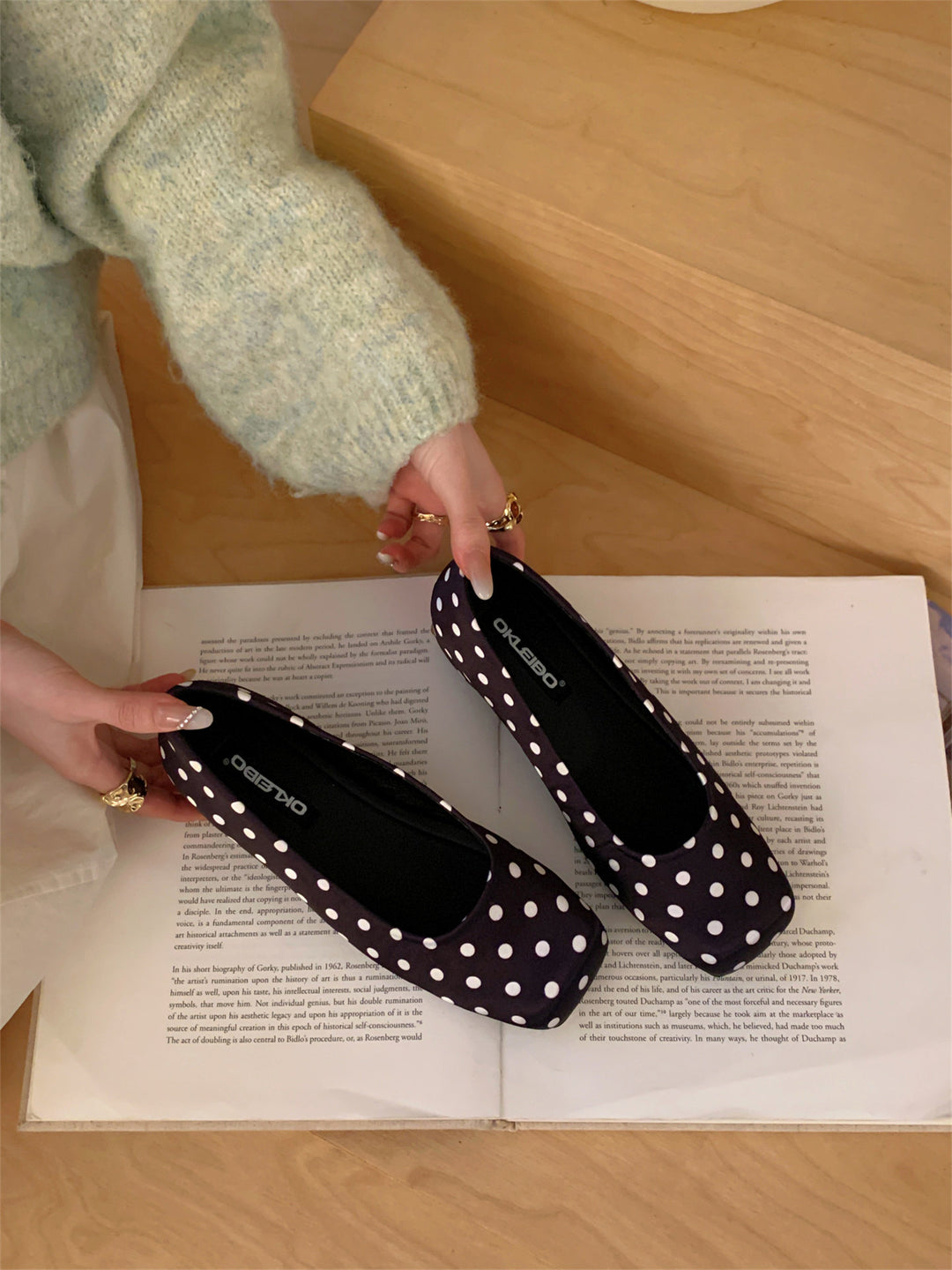 Damen Ballerinas mit polka Punkte Design und komfortablem Innenfutter EB