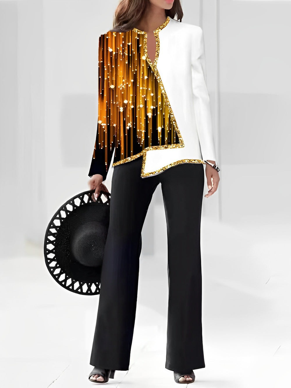 Damen Elegante Statement-Jacke mit asymmetrischem Schnitt und funkelnden Details EB