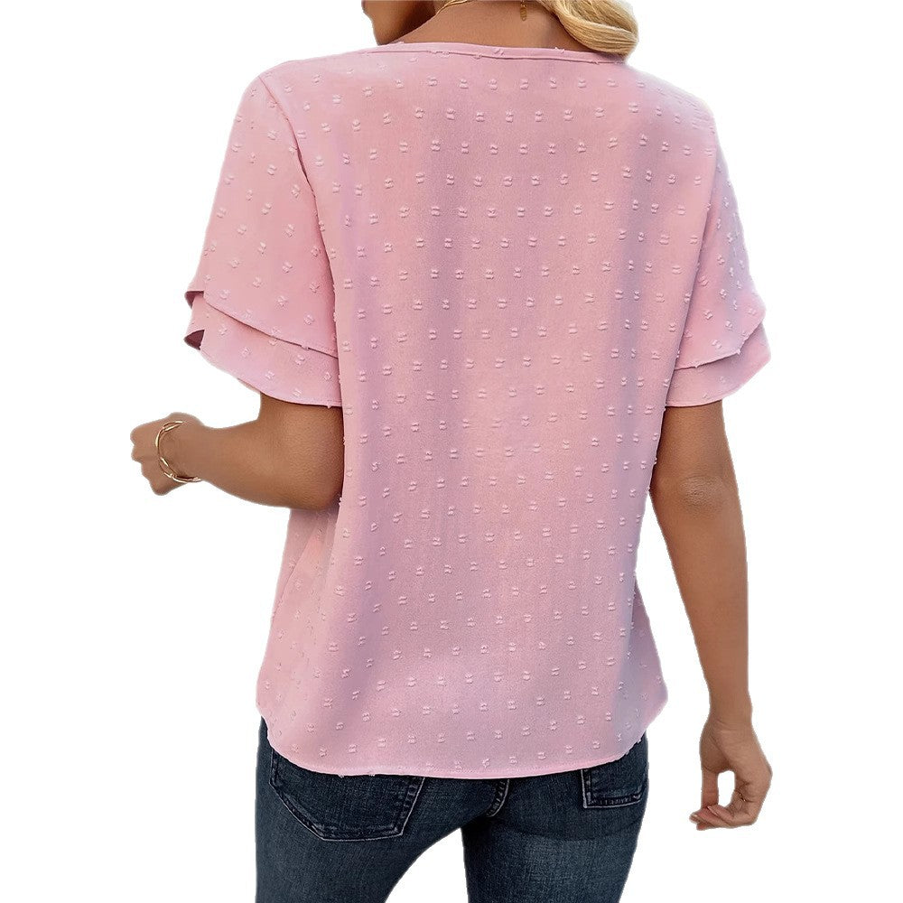 Damen Blusenshirt mit luftigen Volantärmeln und eleganter Struktur Heidi-Mode