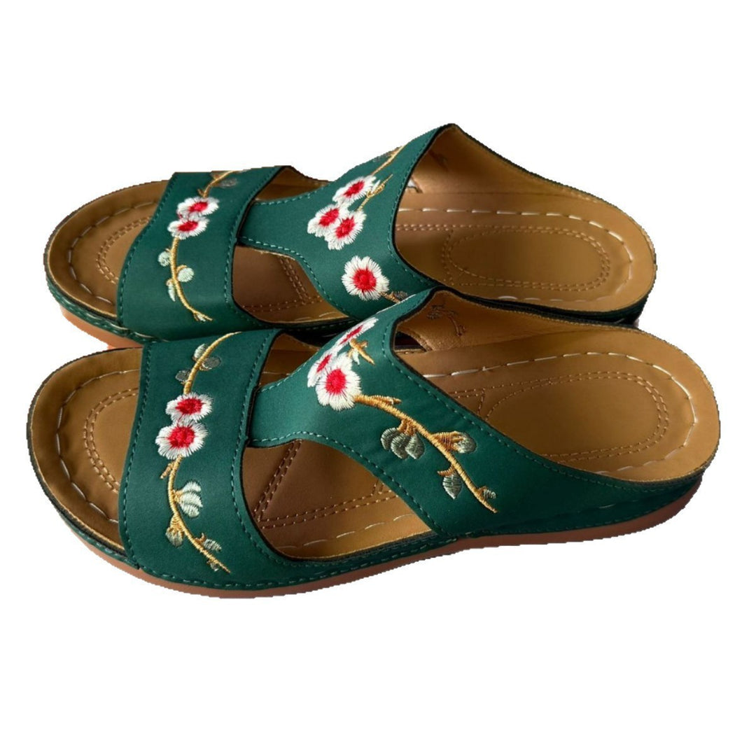 Damen Bequeme Riemchen-Sandalen mit floralem Design und ergonomischem Fußbett EB