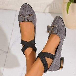 Damen elegante Ballerinas mit modischem Schleifen-Detail EB