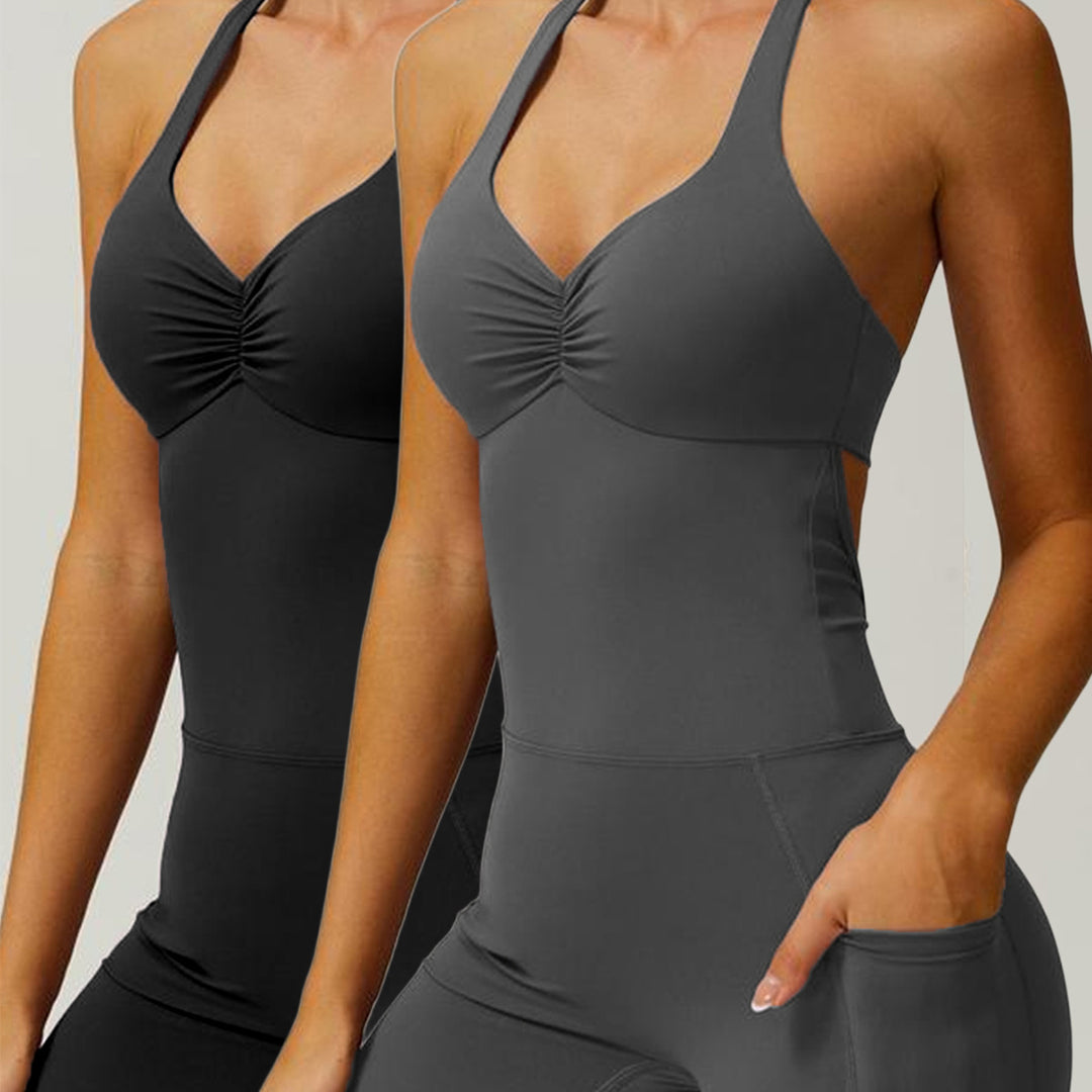 Damen Sportlicher Jumpsuit mit figurbetontem Schnitt und Trägern EB