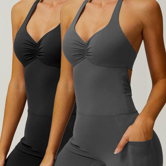 Damen Sportlicher Jumpsuit mit figurbetontem Schnitt und Trägern EB